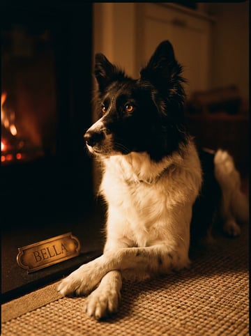 Firelight custom dog portrait