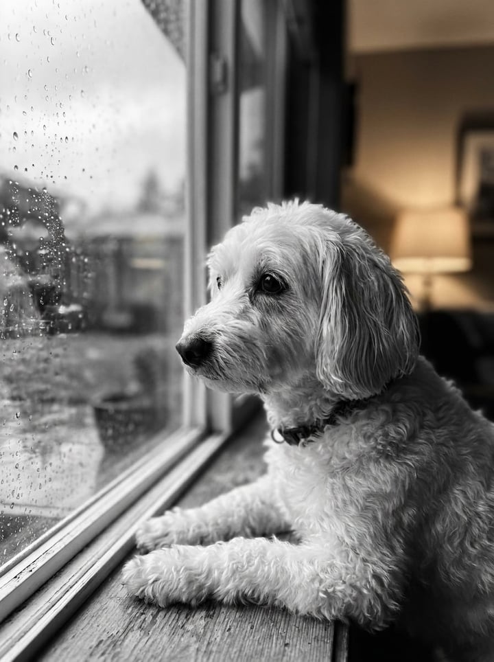 Through the Rain custom dog portrait — example