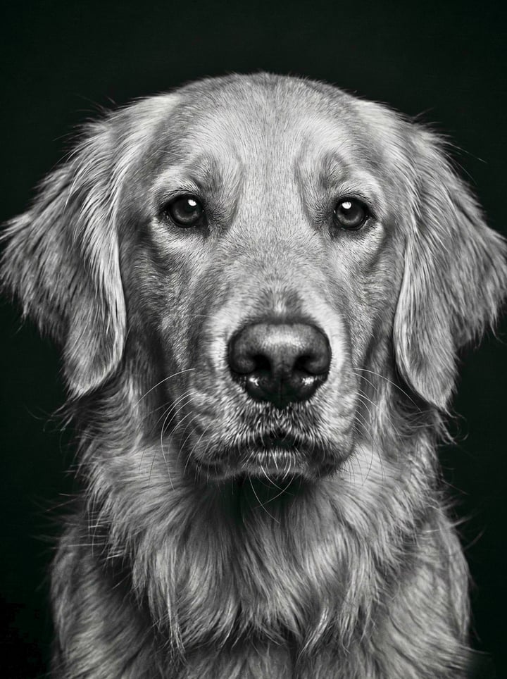 Studio Noir custom dog portrait — example